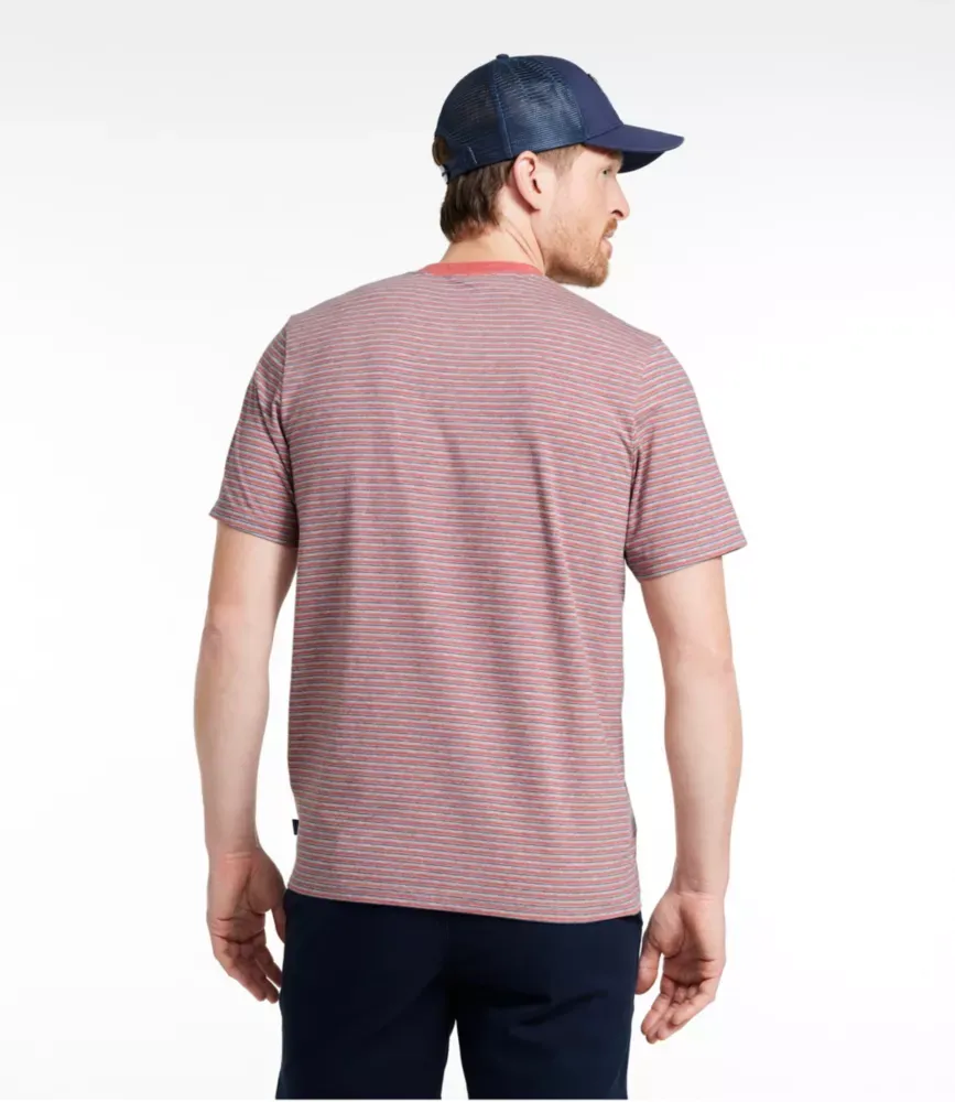 Herrars bekvämlighetsstretch Performance® Pima-väska T-shirt, kortärmad, streck