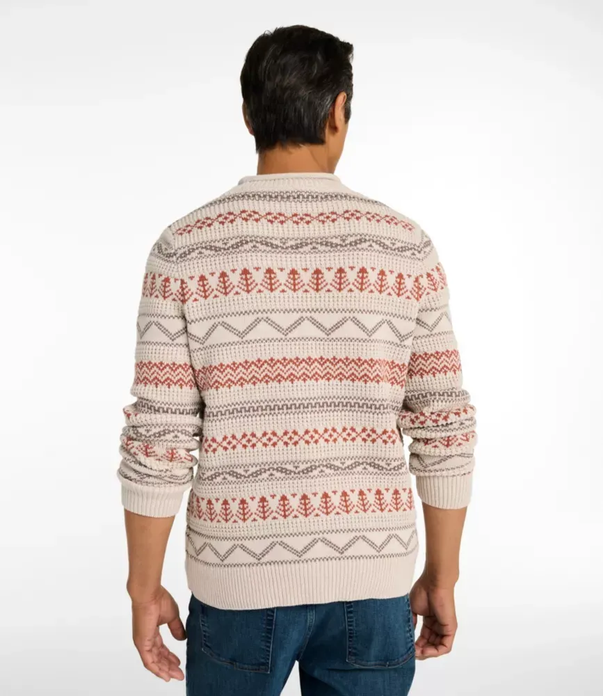 Herrarnas L.L.Bean organisk bomull waffletröja, runda hals, Fair Isle
