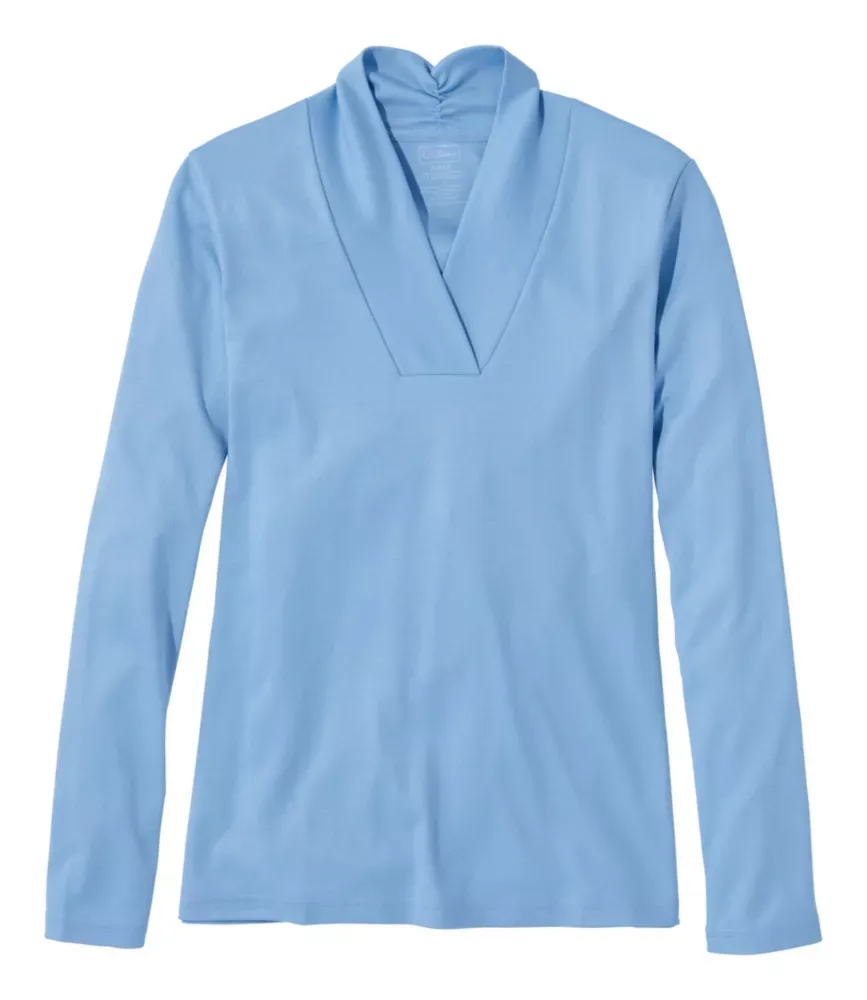Damas Pima-bomull T-shirt, skärmslängd med långärmar