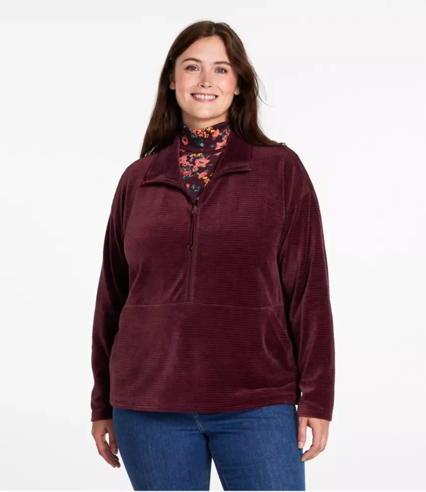 Damhjärtans mjuk stretchkorduroypullover, halvdragslås