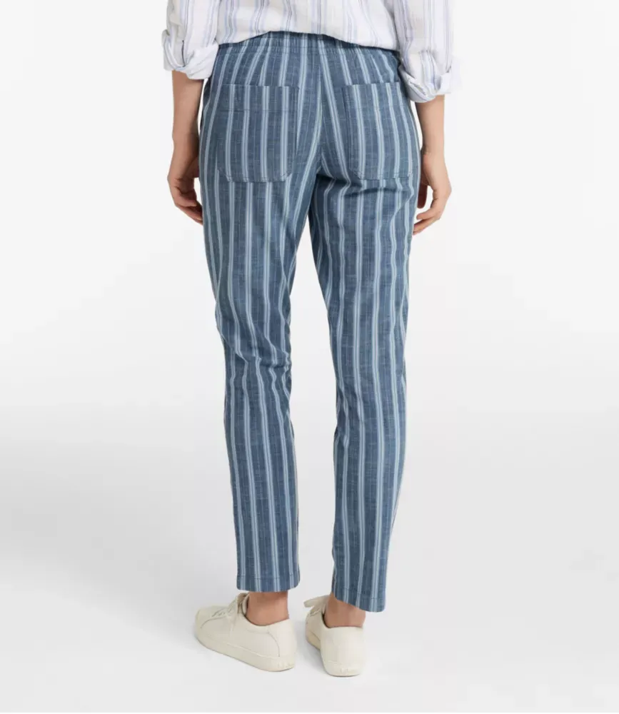 Damas Lakewashed Pull-On Chinos, Mid-Rise Tapered-Leg Chambray Knäppåsbyxor