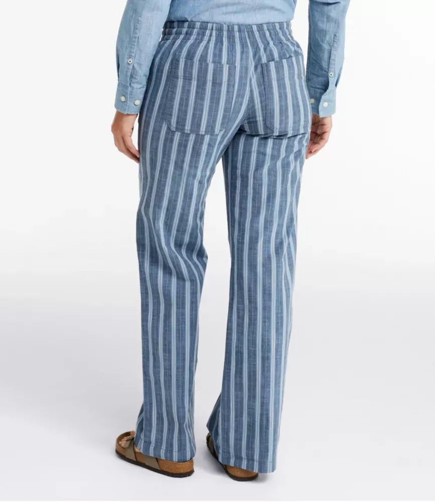Damas Lakewashed Pull-On Chino, Medium höjd bredbenad streckad chambray