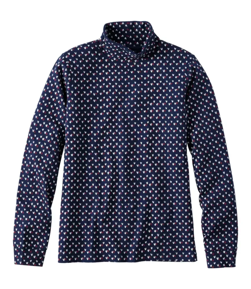 Damas L.L.Bean Interlock-Halskäppa, långärms allmänt tryckt