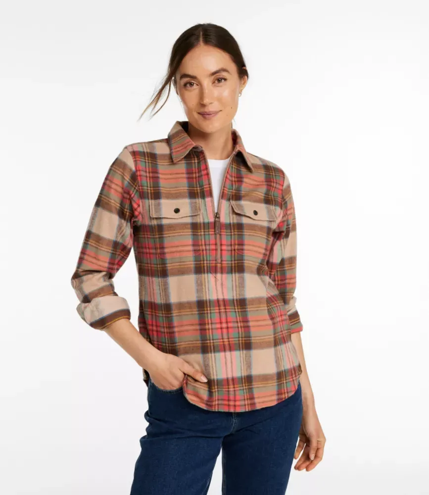 Damas Scotch Plaid flanellskjorta, kvartszip