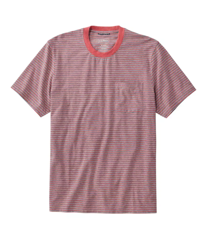 Herrars bekvämlighetsstretch Performance® Pima-väska T-shirt, kortärmad, streck
