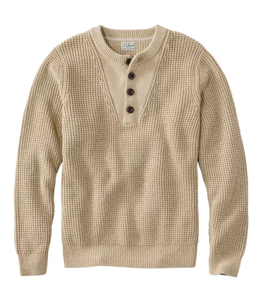 Herrarnas L.L.Bean organisk bomull waffletröja, Henley