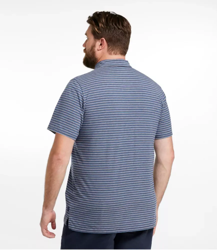 Herrarnas bekvämlighetsstretch Performance® Pima-polokoft, kortärmad, streck