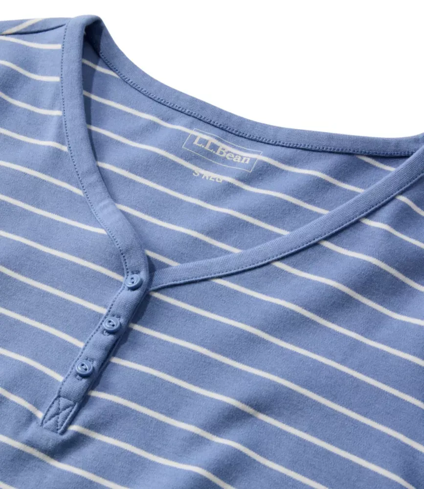 Damkort L.L.Bean V-hals Henley, långärms streck