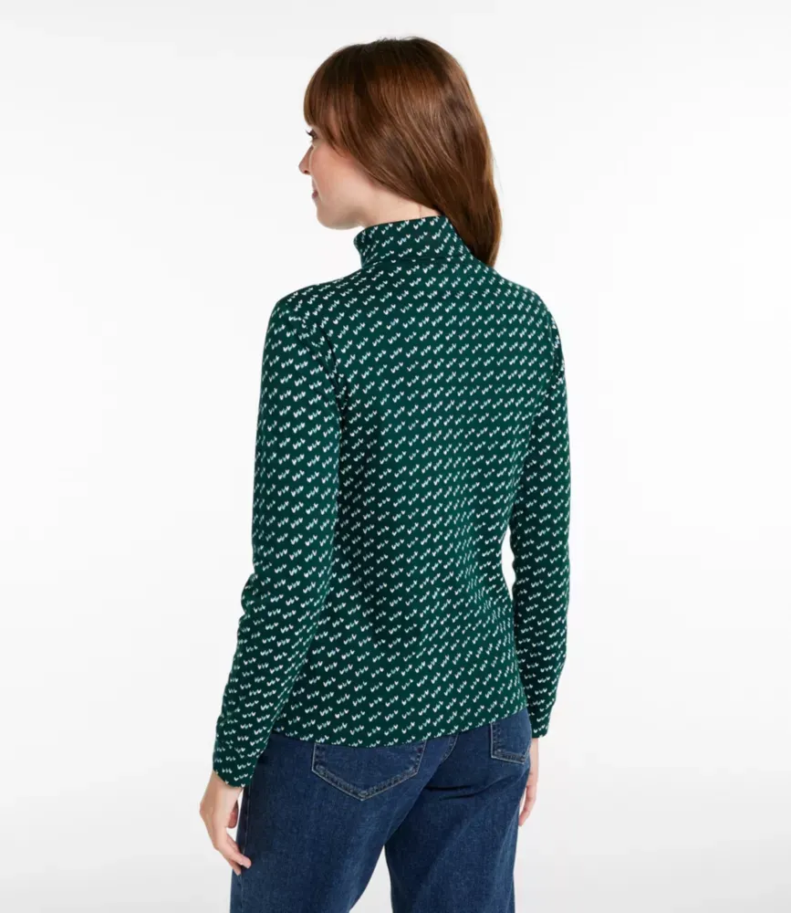Damas L.L.Bean Interlock-Halskäppa, långärms allmänt tryckt