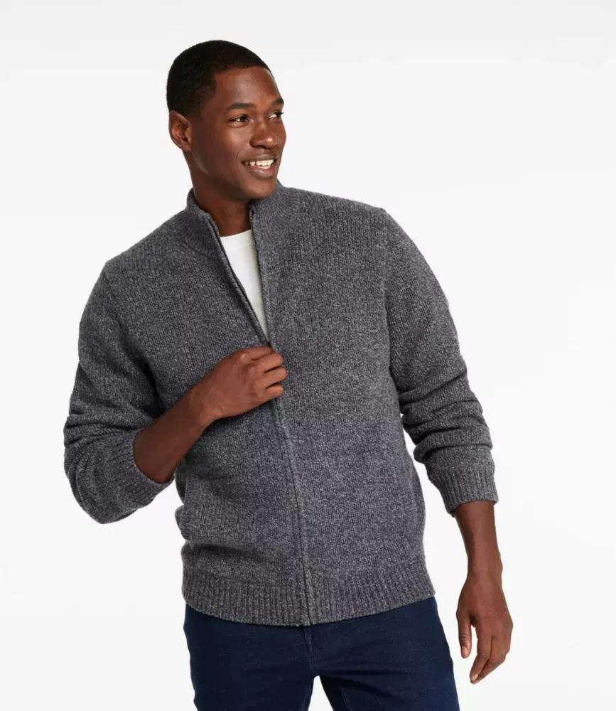 Herrarnas L.L.Bean Classic Ragg Wool-tröja, fullskruvad flanellinsatt