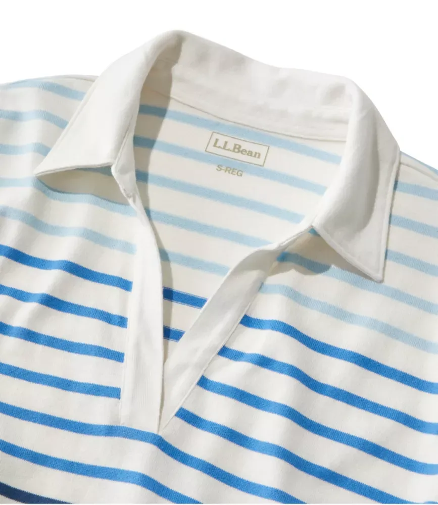 Damers Heritage Mariner Top, Splitneckpolo med tredjelångärmar i streck