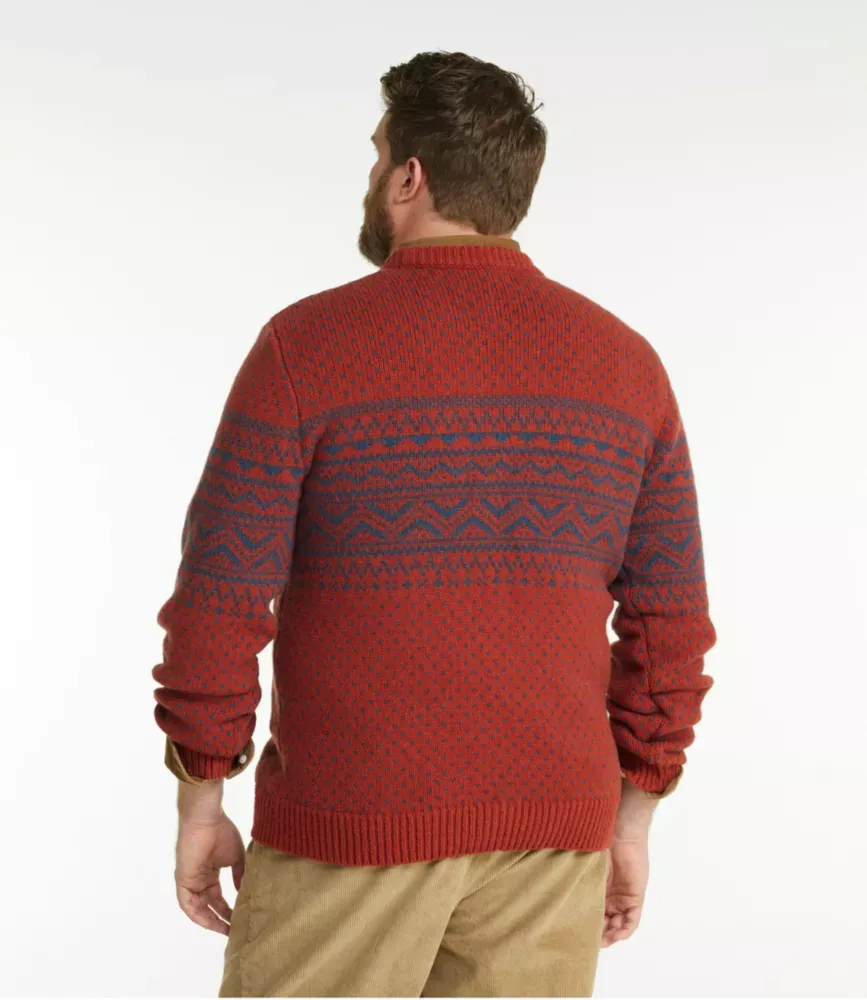 Herrarnas Bean's Classic Ragg Wool-tröja, runda hals, Fair Isle