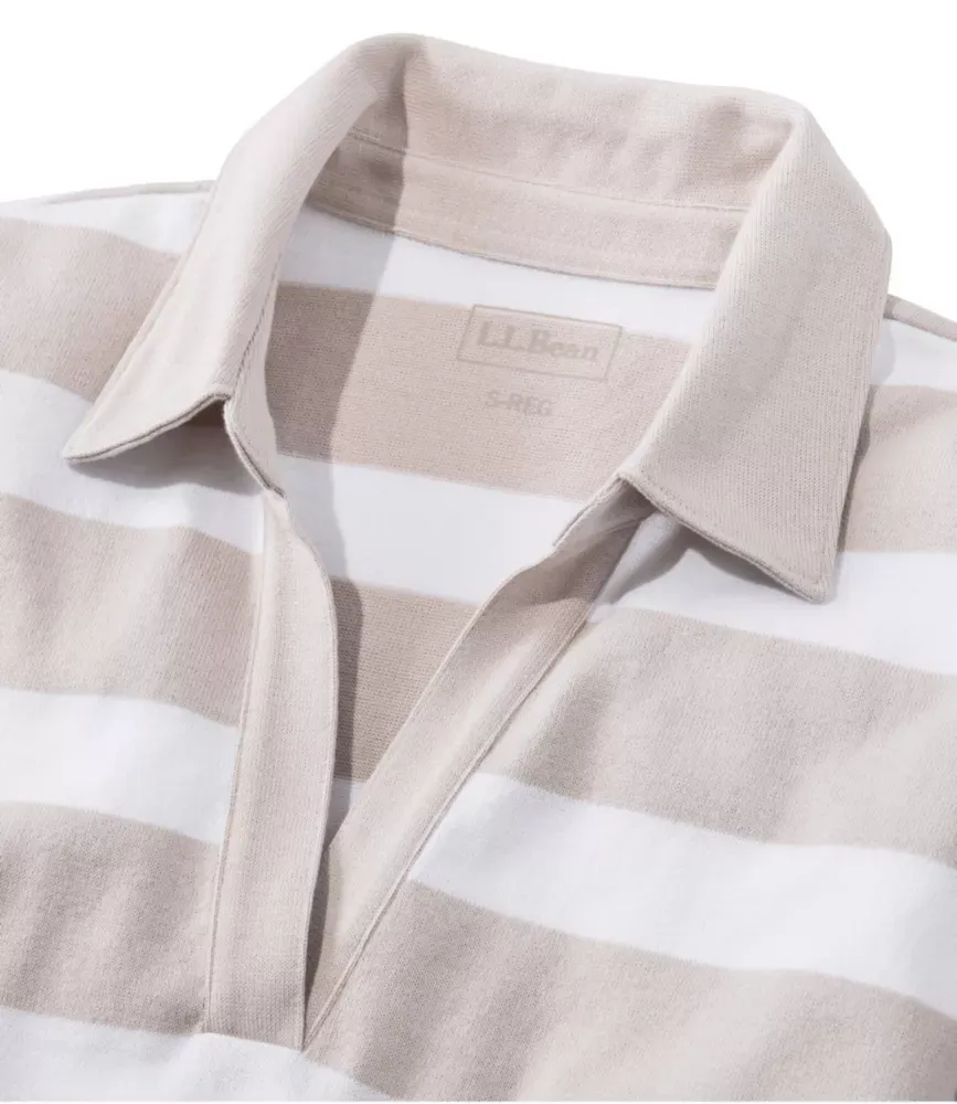 Damers Heritage Mariner Top, Splitneckpolo med trekvartsärm, blockstryk
