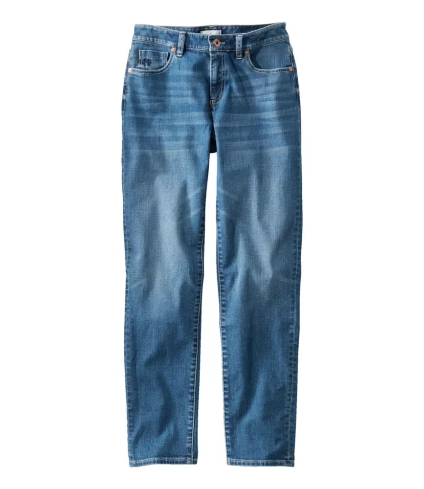 Damas Signature organisk denim boyfriend jeans, låg midja, rät ben