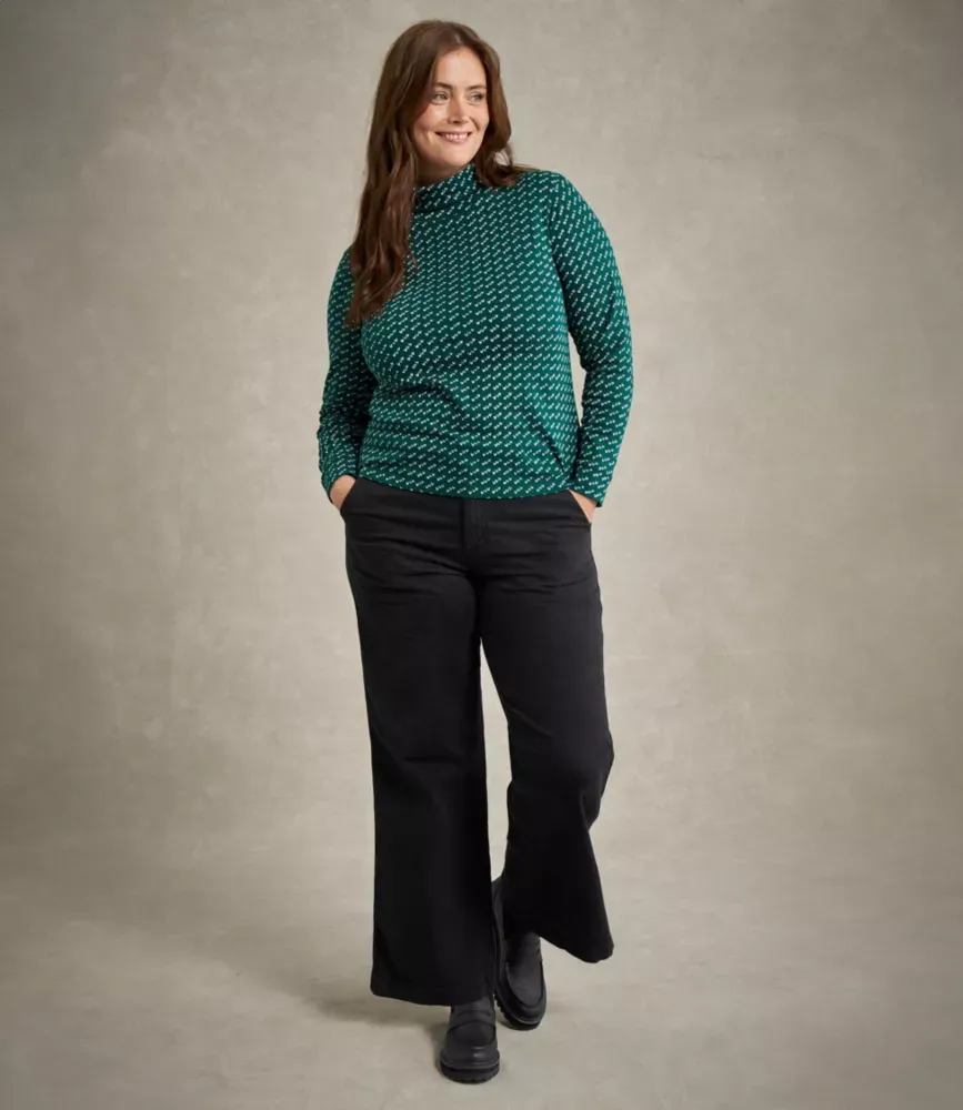 Damsk L.L.Bean Interlock-halsduken, långärms allmän tryck