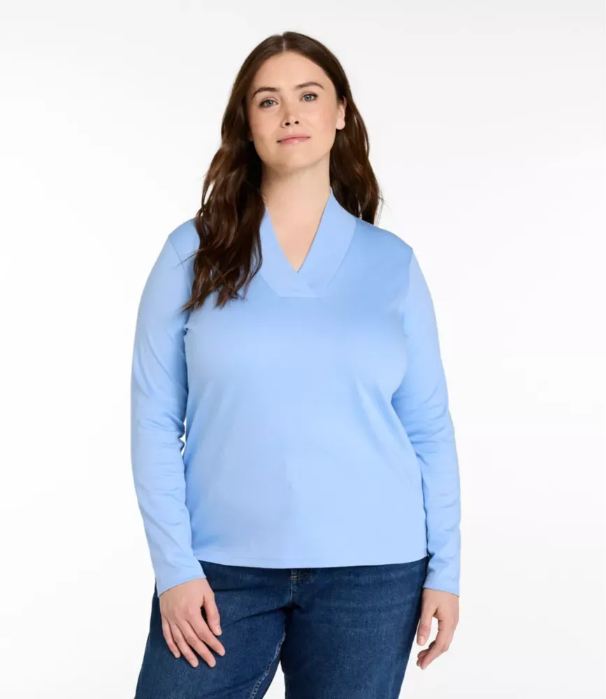Damas Pima-bomull T-shirt, skärmslängd med långärmar