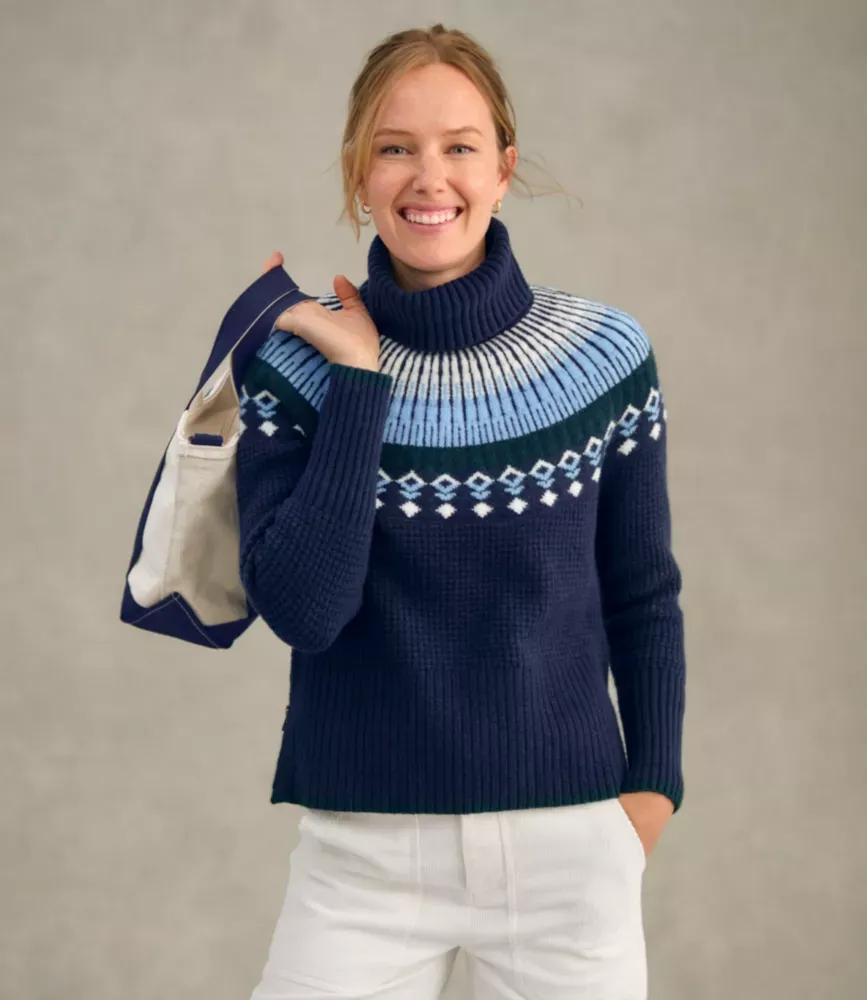 Damsk SuperSoft vaffeltröja, halsduken Fair Isle